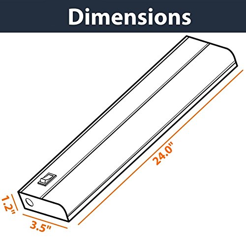 Hardwired LED Under Cabinet Task Lighting - 16 Watt, 24", 1150 Lumen, 3000K (Warm White), Metal Base Frost ...