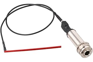 LYWS 1/4" Brass Mono End Pin Jack w/Red Piezo Pickup Under-Saddle Passive For Ukulele/Acoustic Guitar (For Acoustic Guitar)