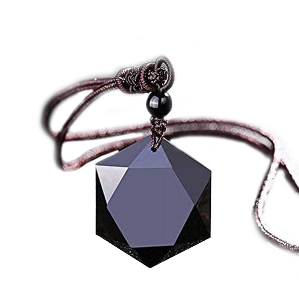 TALXMY Orgonite Pendant Black Obsidian,Star of David Crystal Pendant Necklace for Men Women(Adjustable Cord,Emf protection)