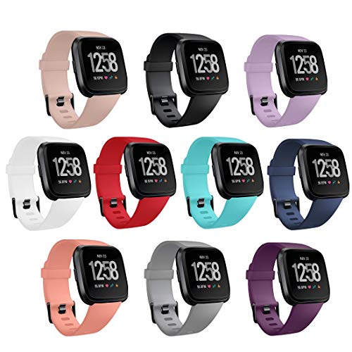 GinCoband 10PCS Fitbit Versa 2 استبدال الفرق المتوافقة مع Fitbit Versa / Versa 2 / Versa Lite / SE للنساء الرجال (10-Pack، Small)