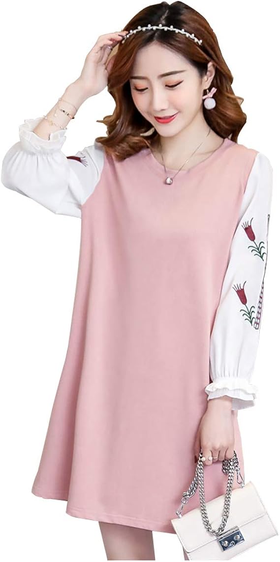 Amazon Co Jp ワンピース ドレス 令和カラーgirl マタニティー服 大きいサイズ M Xxlマタニティ 長袖 春秋 花柄 刺繍 きれいめ 妊婦服 ゆったり 産前 産後 妊娠中 Aライン 通勤 オールインワン おしゃれ チュニック 柔らかく ネイビー ピンク 服 ファッション小物