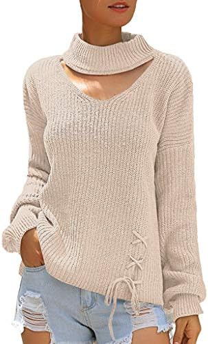 Womens Choker Sweater Plus Size Sexy V 