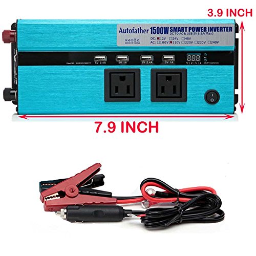 1500W Watt Power Inverter DC 12V to AC 110V Converter Digital Display for Car, Truck, RV,Pickup,4WD - Thumbnail 5