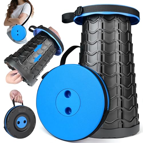 Fishboy Upgraded Collapsible Stool, 400lbs Max Weight, Lightweight But Sturdy, Portable Retractable Folding Telescoping Foldable Camping Stool for Adults Outdoor Fishing Hiking BBQ