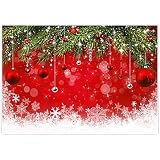 Allenjoy 7x5ft Fabric Snowflake Christmas Backdrop for Winter New Year Eve Photography Family Party Birthday Glitter Bokeh Sparkle Red Merry Xmas Background Baby Shower Decoration Photo Booth Props