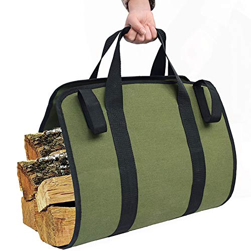 Nrpfell Supersized Canvas Firewood Wood Carrier Log Camping Outdoor Holder Carry Bag Protect Shoulder Handbag Canvas Case - Thumbnail 2