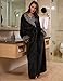 SUNBABY Thicker Long Flannel Sleepwear for Women and Man Imitation Fur Collar Bathrobes Warm Couple Pajamas(L,Black)