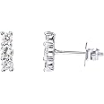 PAVOI 14K Gold Plated 925 Sterling Silver CZ Simulated Diamond Earrings | Dainty Geometric Shape Mini Bar Stud Earrings for Women