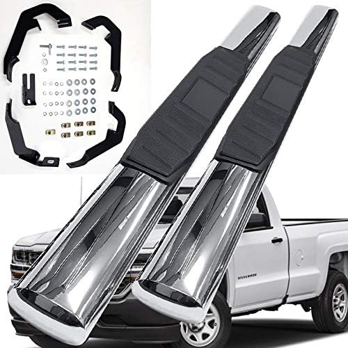 UFRAME Stainless Steel Polished Finish 5 inch Oval tubing Straight Bar Fits 2007-2018 GMC Sierra 1500 2007-2019 Chevrolet Chevy Silverado 1500 2500 3500 Regular/Standard Cab 2-Door Model Only