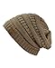Trendy Warm Chunky Soft Stretch Cable Knit Beanie Skully, Taupe