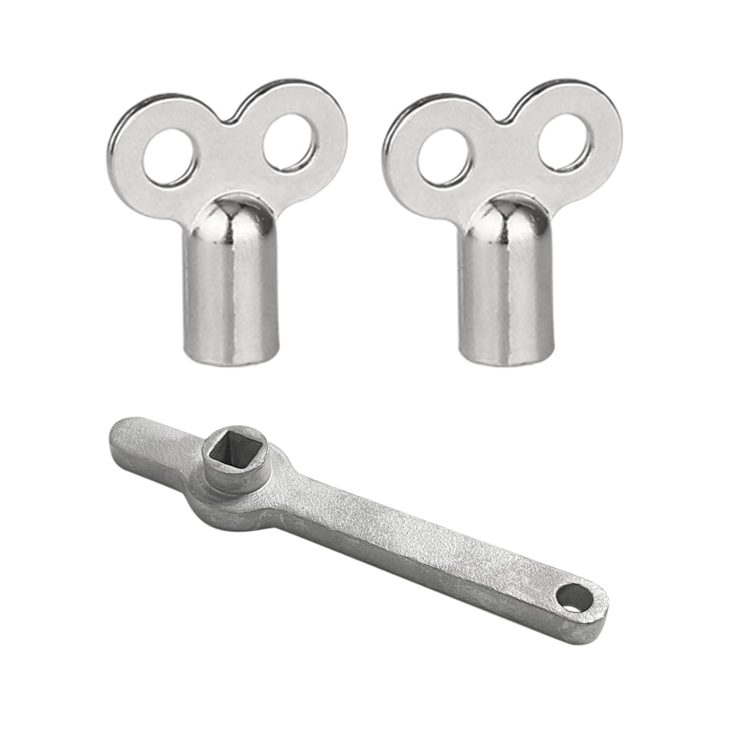 1 Stainless Steel Radiator Handle, 2 Bleed Valve Keys, Long Square Key Wrench, Radiator Vent, Controls and Accessories, Suitable for Most Heaters, Heaters