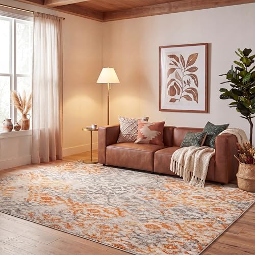 SAFAVIEH Area Rug 8x10 - Madison Collection - Large - Cream & Orange, Boho Chic…