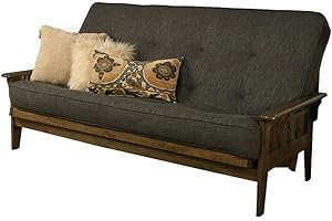 KODIAK FURNITURE Kodiak Tucson Queen Futon Frame and Mattress Set - Wood Futon with Mattress Included in Charcoal Color