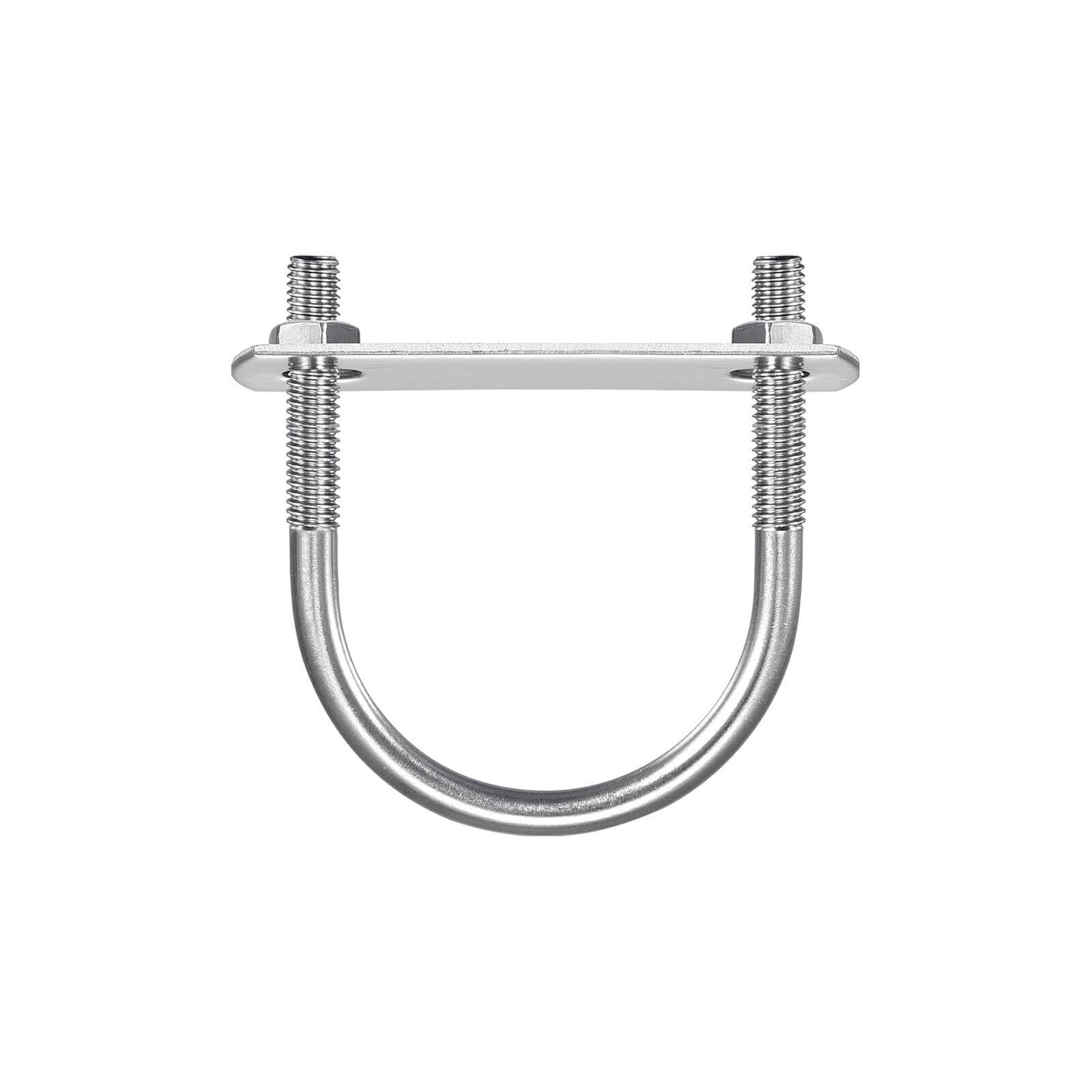 TOP-VIGOR 5 sets M6 Round U-Bolts, 42mm Inner Width 62mm Length 304 Stainless Steel Tie Down U-Bolts with Nut, Plate for Building Installations Mechanical Parts Connection Cehicles Ships