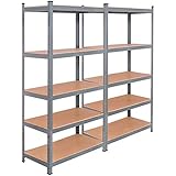 TANGKULA 5-Tire Storage Shelves Space-Saving Storage Rack Heavy Duty Steel Frame Organizer High Weight Capacity Multi-Use Shelving Unit for Home Office Dormitory Garage with Adjustable Shelves (2 PCS)