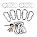 D-FantiX Aluminum Carabiner Keychain, Locking Carabiner Clip with Key Rings Silver (Set of 10)