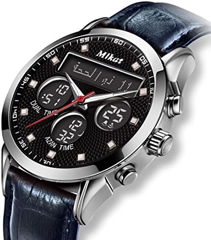 Mikat Classic Ana-Digital Prayer Watch with Automatic Qibla Finder(Black Moon-Phase))