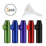 5 Pack Bundle - Metal Snuff Bullet Twist Nasal Sniffer (Anodized Aluminum) Holds 3g w HumanFriendly Micro Funnel - Heavy Duty