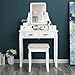 SONGMICS Vanity Set, 2 Large Sliding Drawers, Removable Makeup Organizer for Brushes Nail Polishes, Easy Assembly, Dressing Table with Mirror and Stool White URDT12W