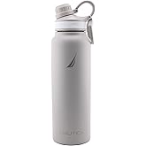 NAUTICA Double Wall Stainless Steel Tumbler With Screw-On Cap, 40 oz Cold And Hot Drink (Grey)