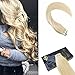 Ugeat Tape in Hair Extensions Blonde, 16 inch Invisible Tape in Human Hair Extensions #60 Platinum Blonde Glue in Natural Straight Hair Extensions Human Hair 50Grams/20Pieces