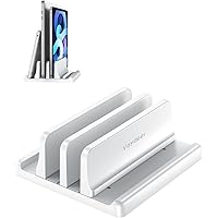 Vaydeer Vertical Laptop Stand for Desk, Dual Slots Plastic Laptop Holder with Space Saving 4-in-1 Design, Adjustable Laptop S