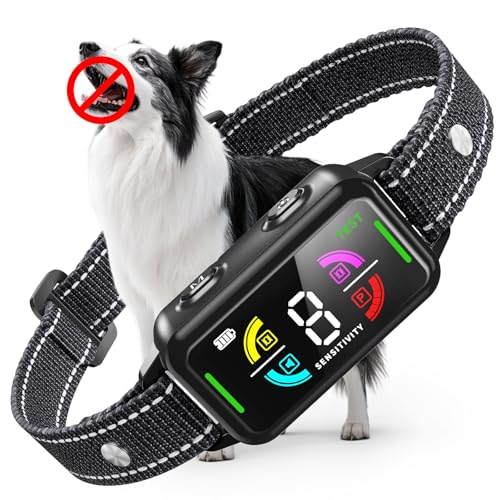 LYtech Dog Bark Collar, Anti-Bark and Anti Howling Collar for Dogs, 4 Vibration/Sound Modes, Waterproof IP67, Rechargeable Device to Stop Barking Large Medium Small