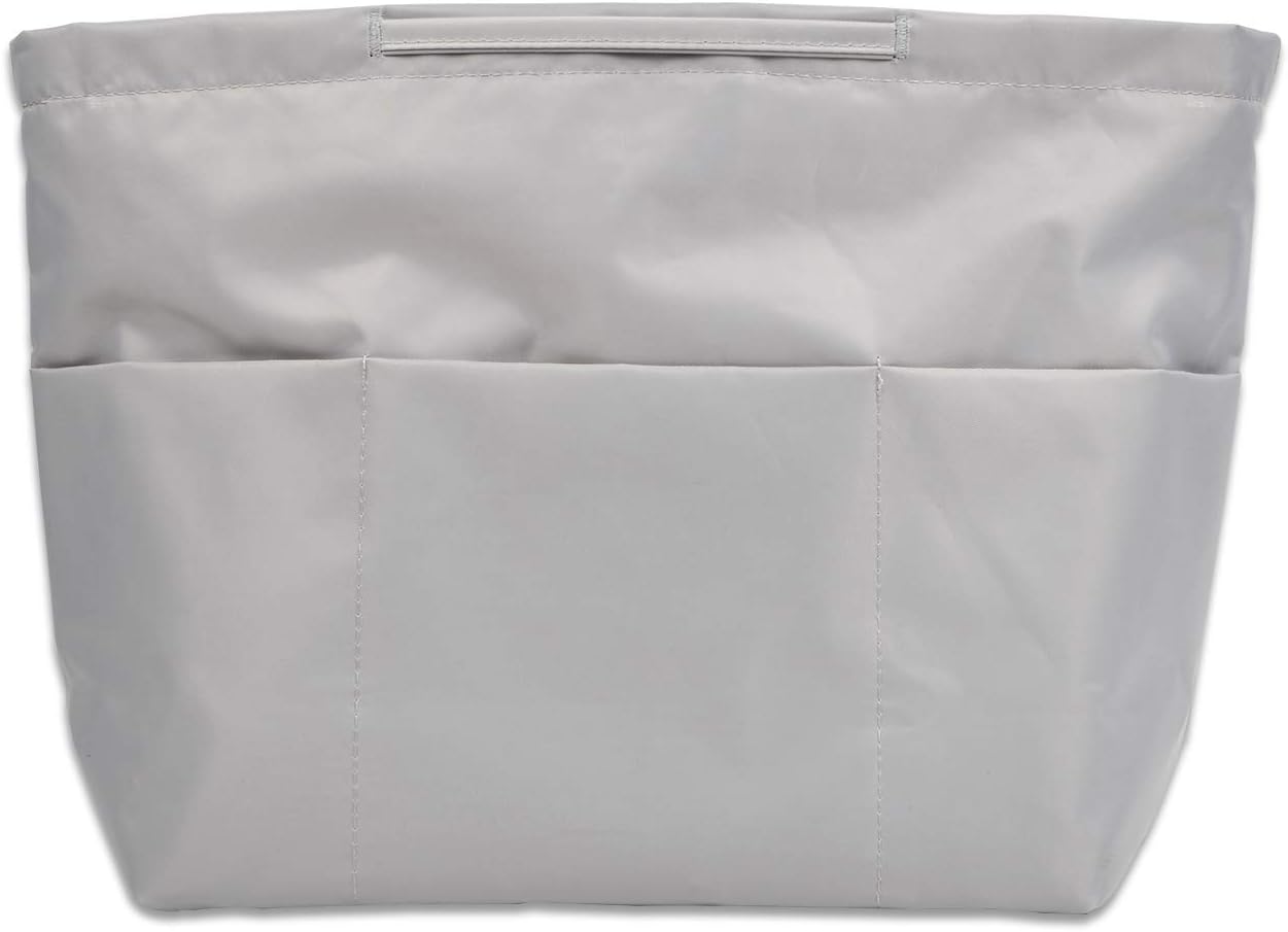 Multi-Pocket Travel Bag In Bag insert Organizer for Tote Purse Handbag Liner With Handle (Large, Grey)