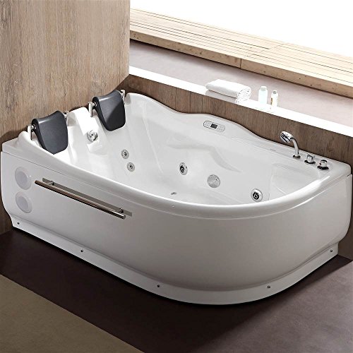 EAGO AM124ETL-R 6' Right Corner Acrylic Whirlpool Bathtub for Two, White