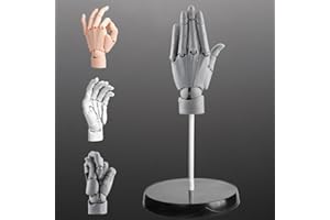 SUFEASDF Flexible Artists Hand Model, Adjustable Hand Model for Drawing, Drawing Mannequin, Lively Manikin Figure Hand Model for Desk Decoration, Sketching, Drawing, Painting (L-Gray)