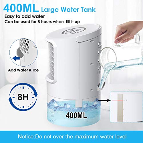 BOYON Portable Air Cooler, Evaporative Air Cooler, Personal Air Conditioner Fan with Timer, Handle, 3 Speeds, 7 Night Lights for Home, Office and Room (White)