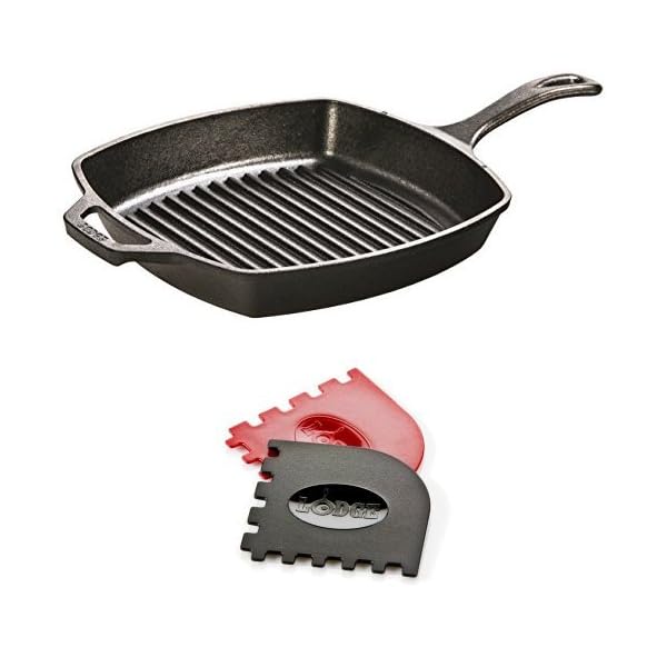 Lodge L8SGP3 PreSeasoned CastIron Square Grill Pan and Grill Pan