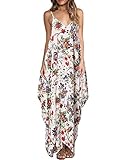 ZANZEA Women's Boho Floral Print V Neck Spaghetti Strap Long Maxi Dress Sundress Red Flower L