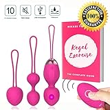 Kegel Exercise Weights - Kegel Balls with Remote Control & Bonus Ebook | Ben Wa Balls | Women Beginners & Advanced | Doctor Recommended | Bladder Control | Pelvic Floor (Pink) (4pcs Set)