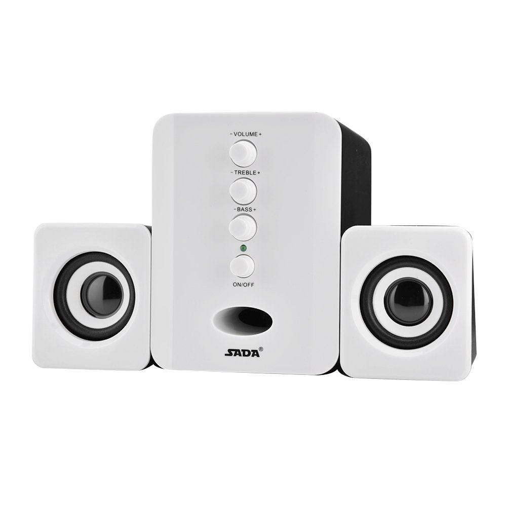 Speaker PC, Wired Mini USB Speaker with Subwoofer PC Gaming Speaker System for Cellphone, Tablet, Laptop, PC, Desktop Computer and Other Audio Devices.(White)