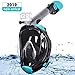 Letsport Snorkel Mask, Dual-Snorkel Full Face Snorkeling Mask for Adults, Foldable 180 Panoramic View Diving Mask, Anti-Fog Anti-Leak Snorkel Set with Detachable Camera Mount, Adjustable Head Straps