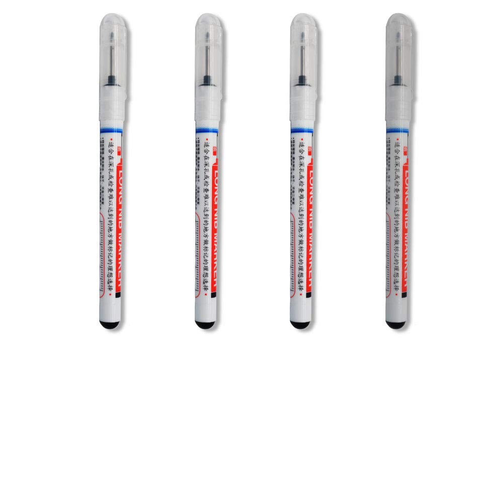 TopHomer Permanent Marker for 0.7-1 mm Extra Long Tip Marker Pen Black(4 Pcs)