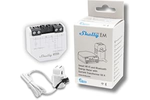 Shelly EM Gen3 + 50A Clamp | Wi-Fi-Operated Smart Energy Meter and Contactor Control Relay Switch | Home Automation | Works with Alexa & Google Home | iOS Android App | No Hub | Wide Integration