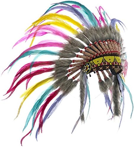 Kids Feather Headdress | ADJUSTABLE | Native American Indian Style | MANY COLORS