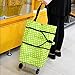 Dealpeak Lightweight Portable Foldable Dot Print Traveling Shopping Trolley Cart Handbag with Wheels (Green with White Dots)