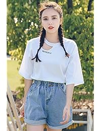 Pantalones cortos vaqueros de cintura alta para dama, color azul