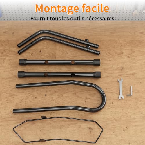 Floor Bike Stand, Adjustable Bike Stand, Space-Saving Bike Holder for Mountain and Road Bike, Wheel Diameter Max 30 Inches (approx. 76 cm), Indoor and Outdoor Use (Black)