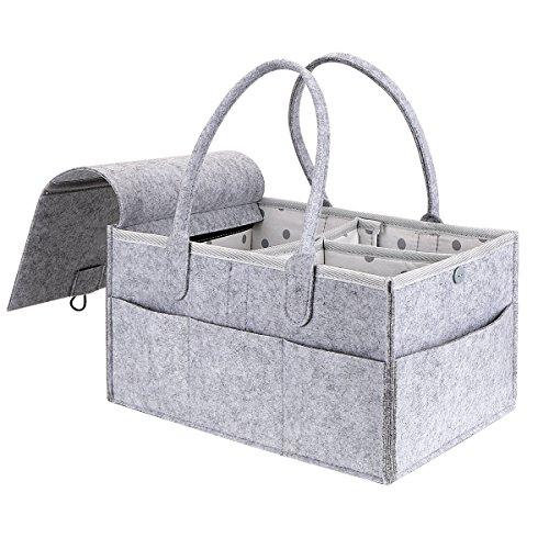 Baby Diaper Caddy Organizer,LC-dolida Nursery Storage Bin with Changeable Compartments,Felt Storage Basket for Diaper,Wipes,and Toys,Portable and Foldable Car Travel Bag-Ideal Gift for Mom Infant Boy&