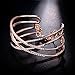 SPILOVE Serend Charm Cubic Zirconia Criss Cross Wide Cuff Bangle Bracelet in 18k Rose Gold Plated Women Jewelry