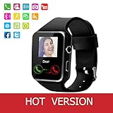Smart Watch,Anti-lost Touch Screen Bluetooth SmartWatch ,Health Tracking,Pedometer Analysis, Sedentary Reminder, Sleep Monitoring,Prevent Sweat , TF/SIM Card Slot for Android and iso Phones (Black)