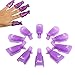 ReNext 10pcs Durable Reusable Plastic Nail Art Polish Soak Off Remover Wrap Cleaner Clip Cap Tool (Purple)