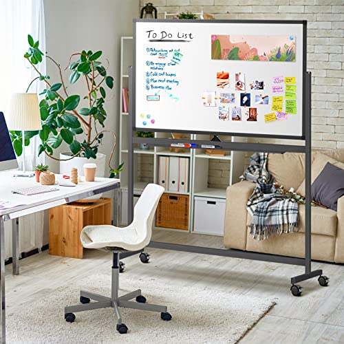 Large Rolling White Board Easel on Wheel, Maxtek 48x32 inches Double