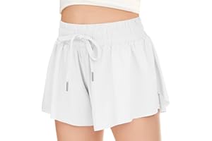 RISSCAN Girls Athletic Flowy Shorts with Pocket 2 in 1 Butterfly Shorts for Teen Girls Youth Running Sports Spandex Shorts