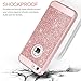 BENTOBEN iPhone SE Case, iPhone 5S Case, iPhone 5 Case, Studded Sparkly Rhinestone Laminate with Shiny Faux Leather Slim Bling Glitter Phone Protective iPhone 5 5S SE Case for Girls, Rose Gold
