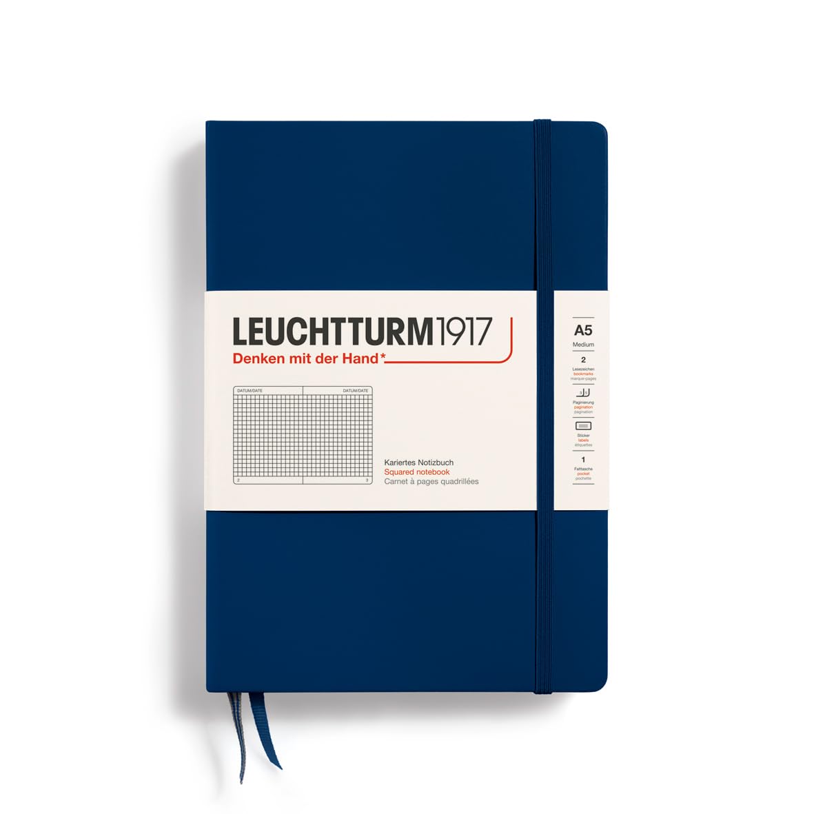 Leuchtturm 145mm x 210mm A5 Medium Squared Notebook - Navy
